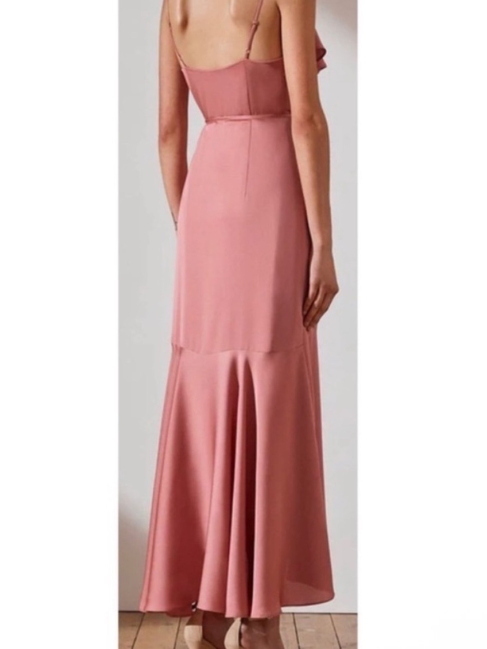 Shona Joy Dusty Rose Ruffle Wrap Maxi Dress Size 6 - Picture 8 of 8